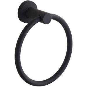 Cyslmuk - Black Stainless Steel 304 Bathroom Towel Ring Wall Mounted, Bathroom Towel Holder, Bath Towel Rack