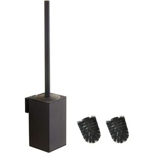 Ikodm - Black Stainless Steel Toilet Brush, Square Toilet Brush Holder (Black)