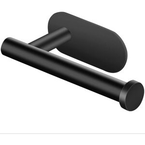 Linghhang - Black Toilet Paper Holder, Wall Mounted Paper Roll Holder, No Holes, Stainless Steel Toilet Paper Holder
