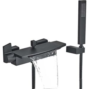 Ymyny - Black Waterfall Bathtub Mixer, Bathroom Wall Mounted Bathtub Faucet, Bathtub Tap with Hand Shower, Small Bathtub Mixer (b) mumu