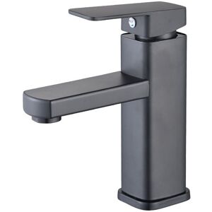TONCHEAN Black Waterfall Sink Faucet, Tall Bathroom Countertop Basin Mixer Tap, Large Square Brass Spout Faucet, Hot and Cold Water Available