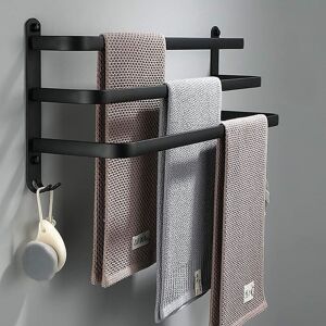 ZVD - Black Waterproof Adhesive Wall Mounted Towel Rack - 60cm