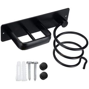 Linghhang - Black)Wall Mounted Hair Dryer Holder, Hair Dryer Holder Hair Straightener Holder with Cable Holder for Storing Hair Dryer Straightener,