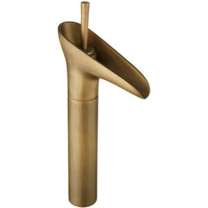 Gotrays - Brass Basin Faucets Waterfall Bathroom Faucet Hot and Cold Water Tap Single Handle Sink Mixer Tap Tall Faucets,Bronze