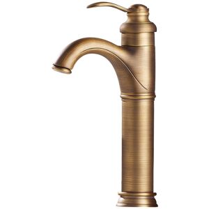 Gotrays - Brass Faucet Antique Bathroom Basin Mixer Tap Hot and Cold Water Tap Deck Mounted Vessel Sink Mixer Tap, High
