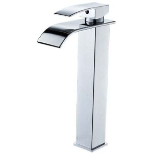 Alwaysh - Brass Waterfall High Spout Bathroom Faucet Single Handle Basin Faucet Chrome Modern Design