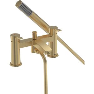 Bristan - Apelo Deck Mounted Bath Shower Mixer Tap Hose Shower Head Brushed Brass