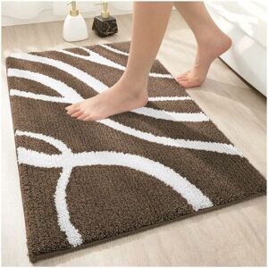 CYSLMUK Brown Non-Slip Microfiber Bath Mat 50 x 80 cm, Absorbent and Soft Bathroom Rug, Machine Washable Floor Mat for Bathroom