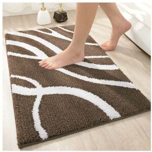 Brown Non-Slip Microfiber Bath Mat 50 x 80 cm Absorbent Soft Machine Washable Bath Mat for Bathroom Ymyny