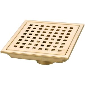Tinor - Brushed Gold Square Shower Floor Drain, 304 Stainless Steel for Bathroom Kitchen Waste Grate High Flow Drainer 150MM