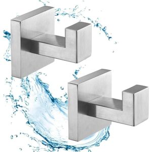 BEIJIYI Brushed Nickel Bathroom Hooks, 2 Pack, Bathroom Towel Hooks, Wall Mounted Robe Hooks, SUS304 Stainless Steel
