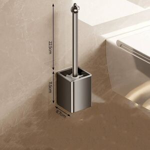 IKODM Brushed Nickel Toilet Brush with Wall Mount - 304 Stainless Steel Square Toilet Brush Holder - Gray