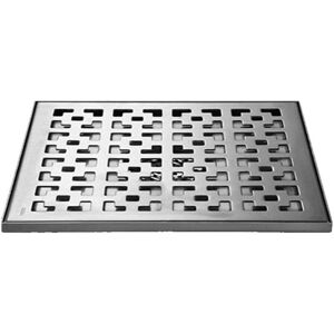 Tinor - Brushed Square Shower Drain, Stainless Steel Floor Drain with Removable Grate, Hair Strainer, Bathroom Shower Drain, Trap Cover, 20 x 20cm