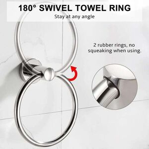 Ymyny - Brushed stainless steel) Towel holder, Black matte towel ring, Wall-mounted towel ring made of 304 stainless steel, Towel holder mumu