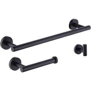 TONCHEAN By Amazon 3 Piece Black Bathroom Accessories Set Towel Bar Toilet Paper Holder Coat Hook Wall Mount 304 Stainless Steel Matte Black, LA20BKDG-32