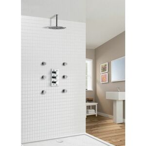 Nes Home - Calla Chrome Round 2 Way Slim Thermostatic Concealed Bathroom Shower Body Jets