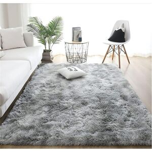 Longziming - Carpet Living Room Large Carpet for Bedroom Shaggy Fluffy Carpet Washable Soft Floor Mat for Home Decor (White Grey, 160 x 200 cm)-