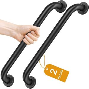 Ccykxa - 2Pcs/41cm Pregnant-Matte Black Stainless Steel Grab Bar Handle with Knurled Non-Slip Bathroom Bathtub Grip for Elderly/Disabled/Children