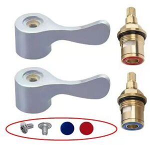 Ccykxa - 4Pcs Ceramic Faucet Head with Metal Lever Ceramic Cartridge Mixer Tap 1/2 20 Notches Ceramic Disc Head for Hot and Cold Faucet Universal
