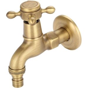 Debuns - ccykxa Antique Brass Faucet, Decorative Garden Outdoor Mixer Tap Washing Machine Vintage European Vintage Unique Wall Mounted (2)