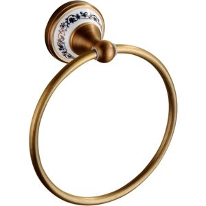 CCYKXA Antique Brass Towel Ring Holder Bathroom Kitchen Wall Mounted Porcelain Design