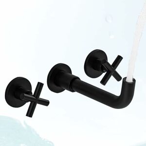 Ccykxa - Basin Mixer Tap Matte Black Wall Mounted Bathroom Faucet Double Handle Brass Basin Mixer Tap