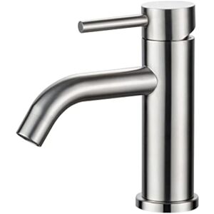 Ccykxa - Basin Mixer Tap - Single Handle Bathroom Faucet, Low Noise Ceramic Pull Down Basin Faucets, Stainless Steel Body, Grey