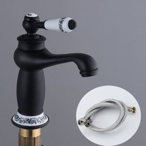 CCYKXA Black Retro Basin Faucet Brass Ceramic Sink Faucet Antique Vintage Mixer Tap Cold/Hot Water Tap Replacement Decoration for Kitchen Bathroom
