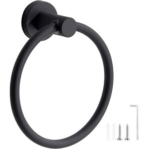 Ccykxa - Black) Towel Rack, Black Frosted Towel Ring, 304 Stainless Steel Wall Mounted Towel Ring, Round Towel Holder for Bathroom, Kitchen (Black)