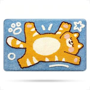 Ccykxa - Cute Cat Bath Mat Non-Slip Soft Microfiber Water Absorbent Bathroom Rug for Kids Room Bedroom Kitchen - Orange Tabby Cat - 40 x 60 cm