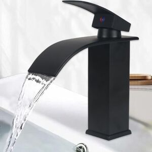 CCYKXA Modern Basin Faucet Waterfall Bathroom Faucet with 110MM Spout Height Hand Wash Faucet Bathroom Mixer Tap Black