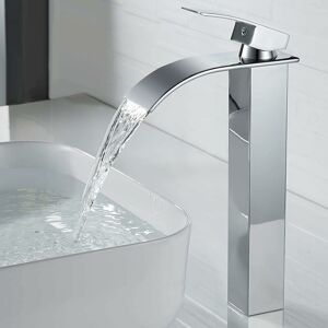 Ccykxa - Modern High Waterfall Sink Faucet, Elegant Design Waterfall Bathroom Faucet, High Brass Single Lever Basin Mixer Tap, Hot and Cold Water