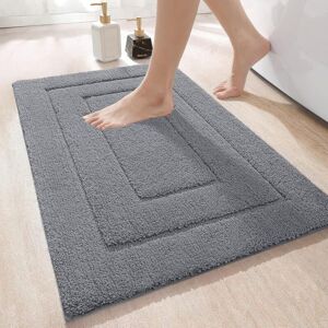 Ccykxa - Non-Slip Bath Mat, Soft Microfiber Bathroom Mat, Water Absorbent, Machine Washable, Extra Thick Shower Mat for Bathroom, 40 x 60 cm, Grey
