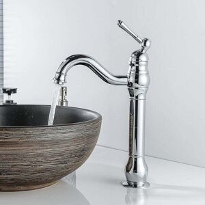 Ccykxa - Retro Basin Faucet 360° Swivel Single Lever Bathroom Mixer Tap High Spout Hot and Cold Water Available Chrome