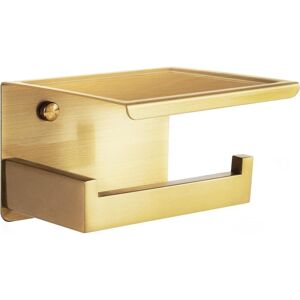 Ccykxa - Toilet Paper Holder Brushed Brass Self-Adhesive with Shelf, Wall Mounted Toilet Paper Holder for Bathroom, Stainless Steel, Toilet Paper
