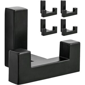 Ccykxa - 5 Pack Square Coat Hooks, For Kitchen, Bedroom, Bathroom and Other Family Scenes - Black Wall Mounted Adhesive Hook, 5 Pack Towel Racks