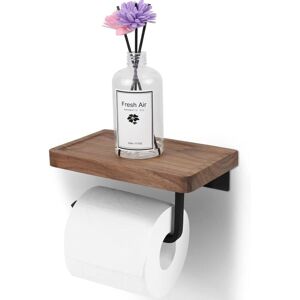 Ccykxa - Toilet Paper Holder with Concave Shelf, Toilet Paper Holder with Wall Mount for Wooden Shelf (Self-Adhesive or Drilling), Toilet Paper