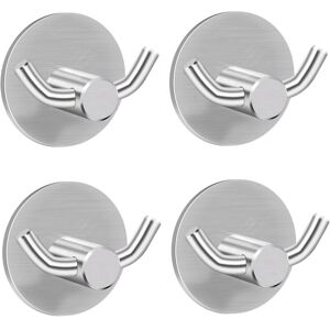 CCYKXA Towel Hook, 4 Pieces Adhesive Hooks Wall Hooks 304 Stainless Steel Wall Hooks, Self-Adhesive Hooks Double Towel Hooks for Bathroom Kitchen((45mm45mm)