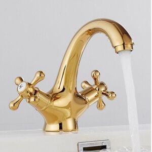 Ccykxa - Vintage Basin Faucet Brass Sink Mixer Tap Bath Mixer Tap with 2 Handles Gold