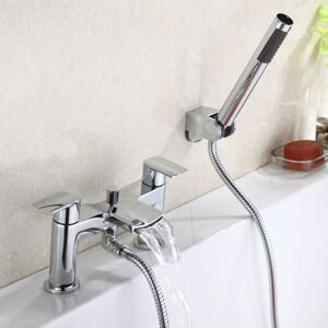 Nes Home - Centa Modern Chrome Waterfall Bath Shower Mixer Tap With Pencil Handset Kit