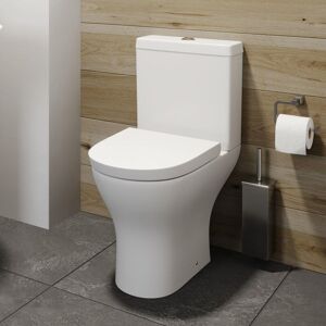 AQUARI Modern Toilet Close Coupled wc Short Projection Soft Close Seat Bathroom White