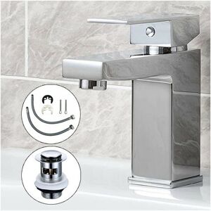 Buyaparcel - Chrome Edge Waterfall Cloakroom Basin Mixer Tap Sink Mono Bathroom + Waste