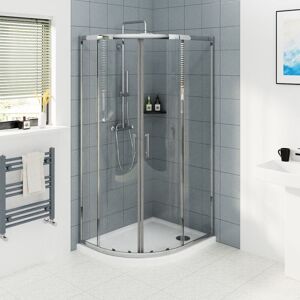 NRG Chrome Framed Offset Quadrant Shower Enclosure Sliding Door 6mm Easy Clean Glass 1000 x 800mm