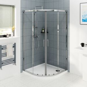 NRG Chrome Framed Quadrant Shower Enclosure Sliding Door 6mm Easy Clean Glass 900 x 900mm