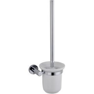 Nes Home - Chrome Round Style Brass Wall Mounted Round Bathroom Toilet Brush Holder
