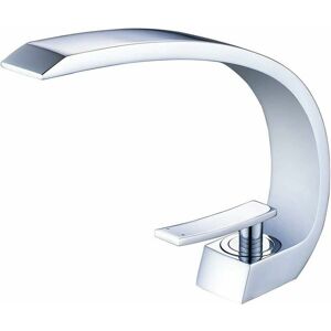 Dewdat - Chrome Waterfall Basin Mixer Taps Single Handle Single Hole Bathroom Sink Faucet