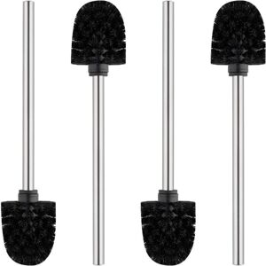Linghhang - Classic Toilet Brush Set 4 Pieces, Stainless Steel Handle, 7CM Black Brush Head