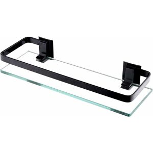 Tinor - Bathroom Glass Shelf Aluminum Black Shower Shelf Extra Thick Tempered Glass Rectangular 1 Tier Basket Wall Mounted