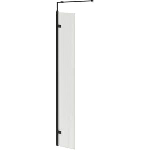 Colore 8mm Fluted Glass Matt Black 1850mm x 300mm Walk In Hinged Return Shower Screen