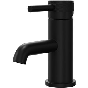 Colore - Round Matt Black Mono Basin Mixer with Half Knurled Tap Head